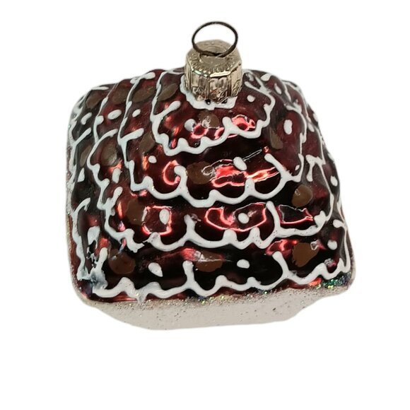 Chocolate Cupcake Glass  Christmas Ornament Marked Poland Drizzle Pastry EUC - Picture 5 of 11